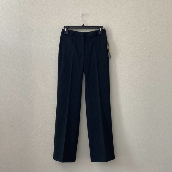 NWT Antonio Melani Black High Rise Pin Striped Trouser Leg Pants - Picture 4 of 7